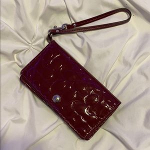 Coach cherry wine wristlet